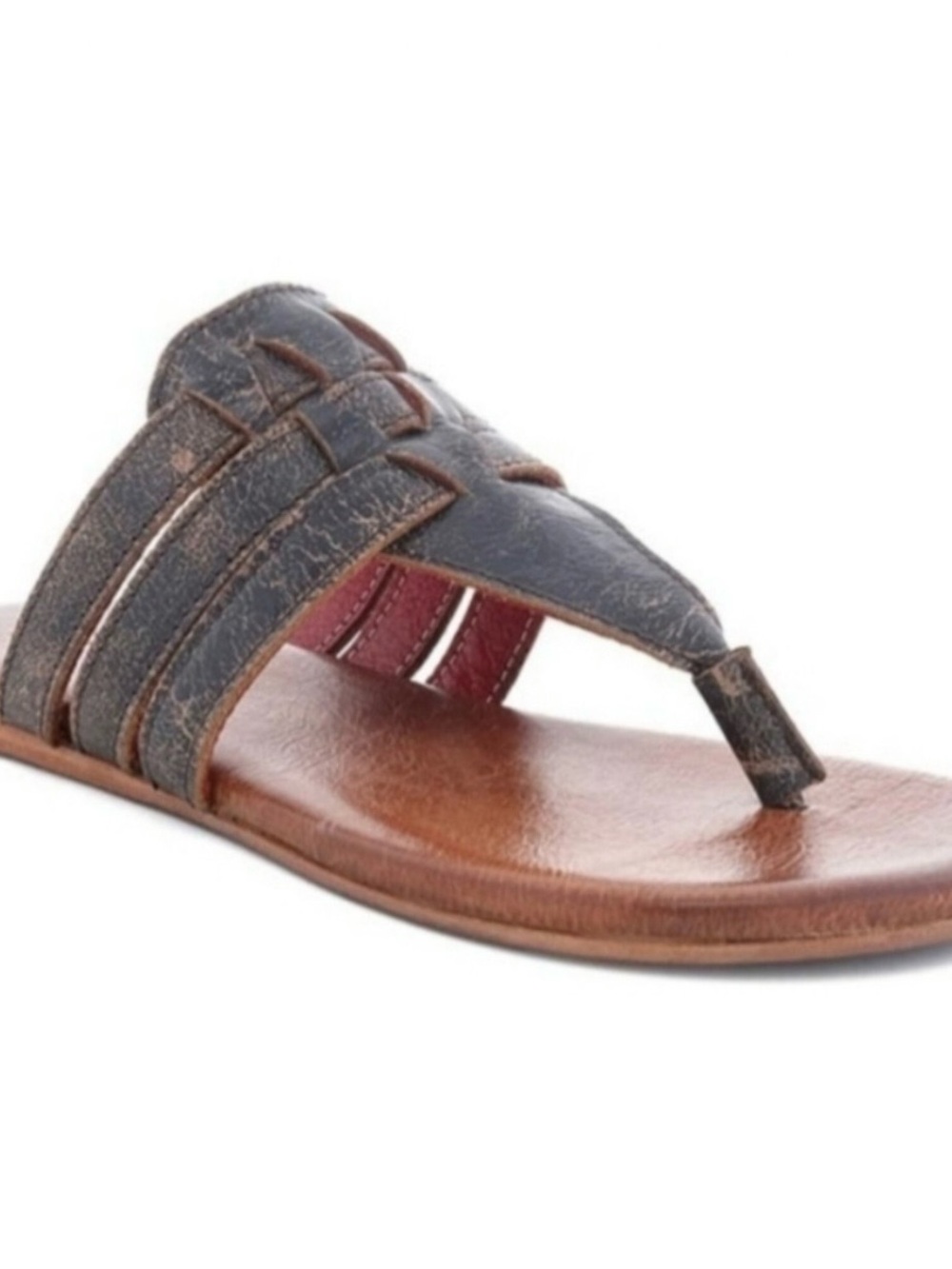 Women's Leather Thong Sandal in Distressed Brown. NWOT.